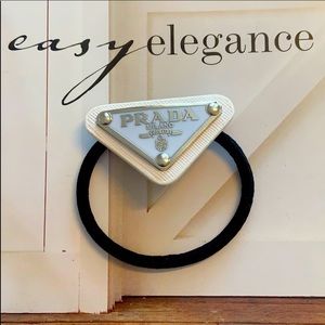 White PRADA Hair Tie / Hair Tie